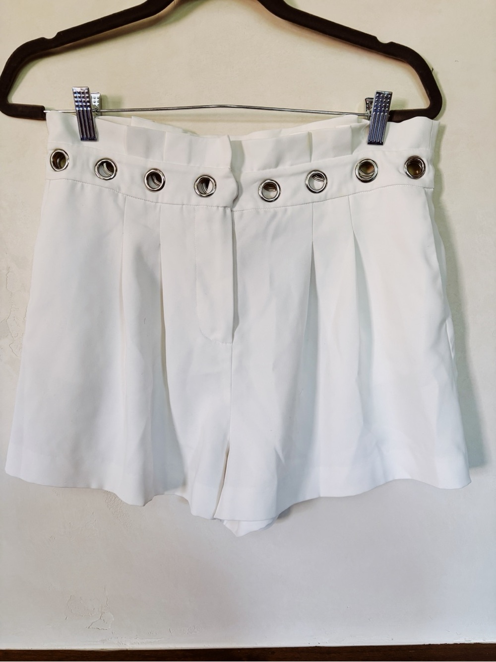 Parker White High-Waist Eyelet Detail Shorts